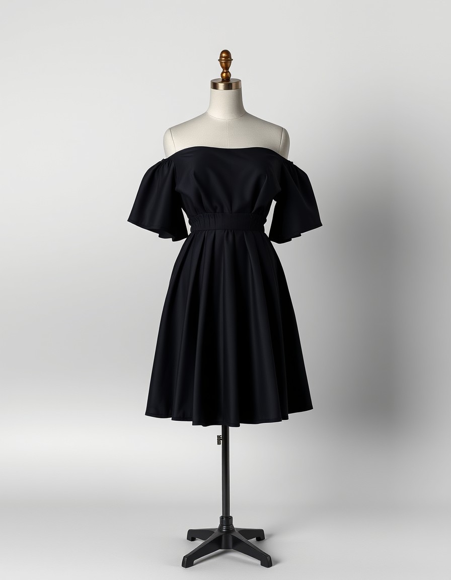 Noir Mermaid — black maxi dress with thin straps and a ruffled mermaid hem