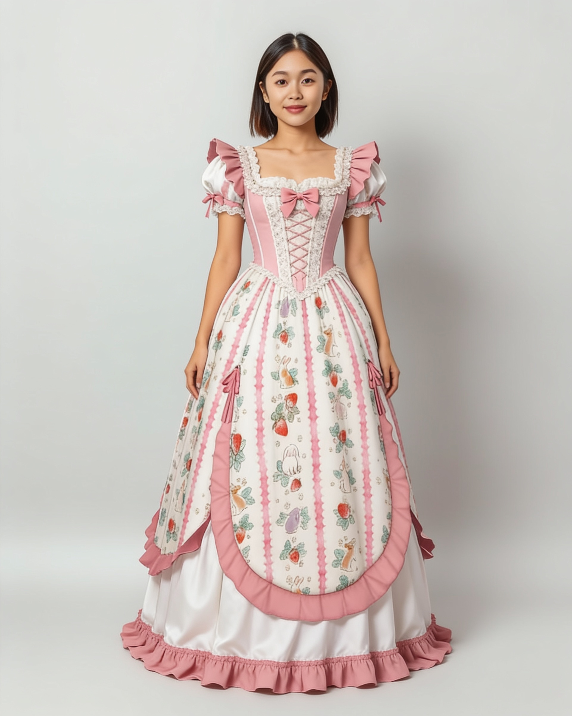AI model wearing the Ribbon Princess dress made in the Dressmaker game