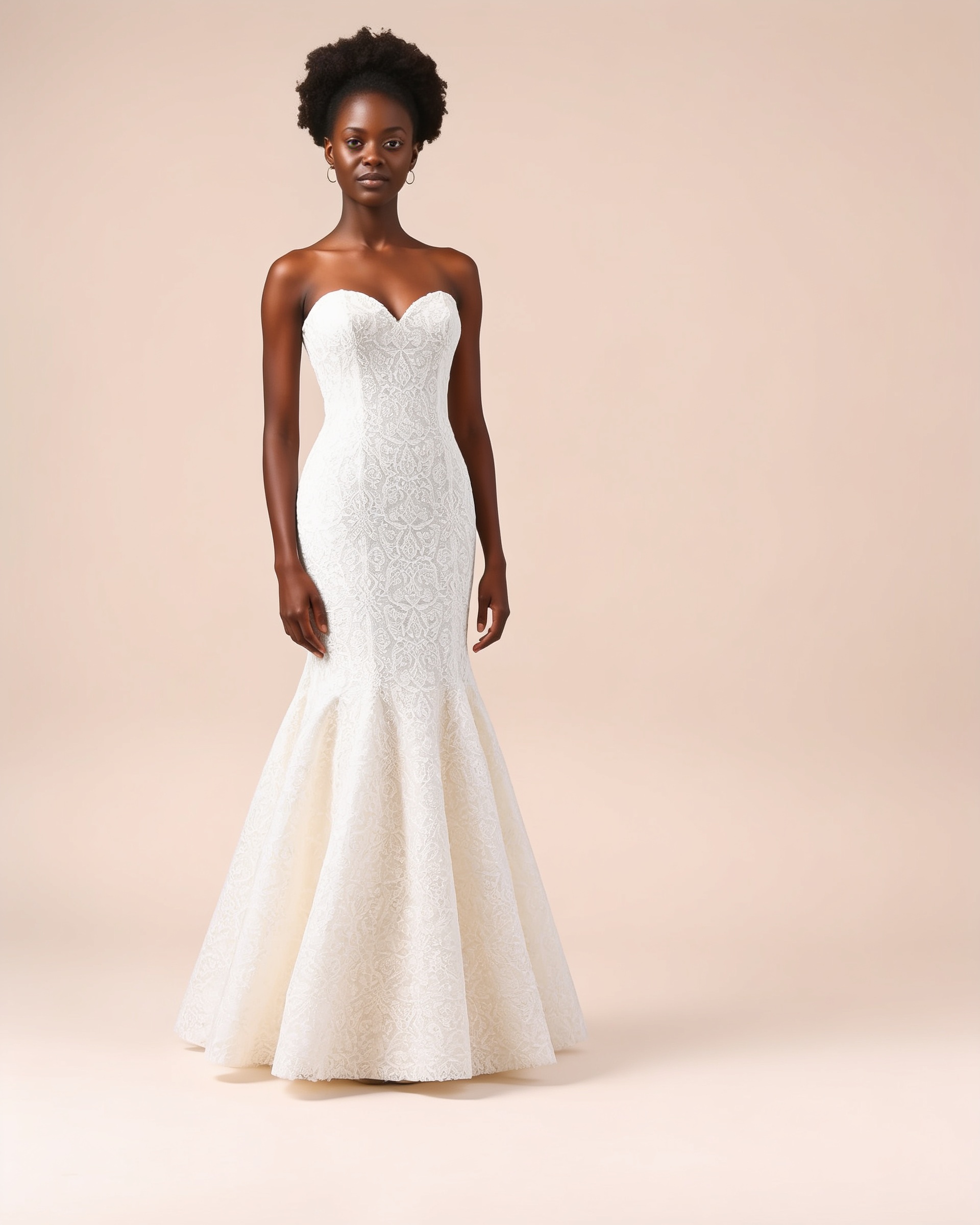 AI model wearing the Lace Mermaid wedding gown